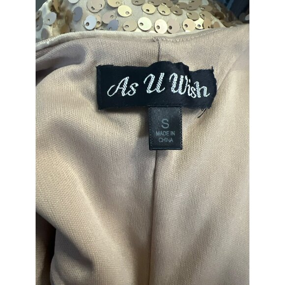 As U Wish Gold Sequin Sleeveless Bodycon Dress S Polyester Spandex Junior Prom M - Picture 6 of 8